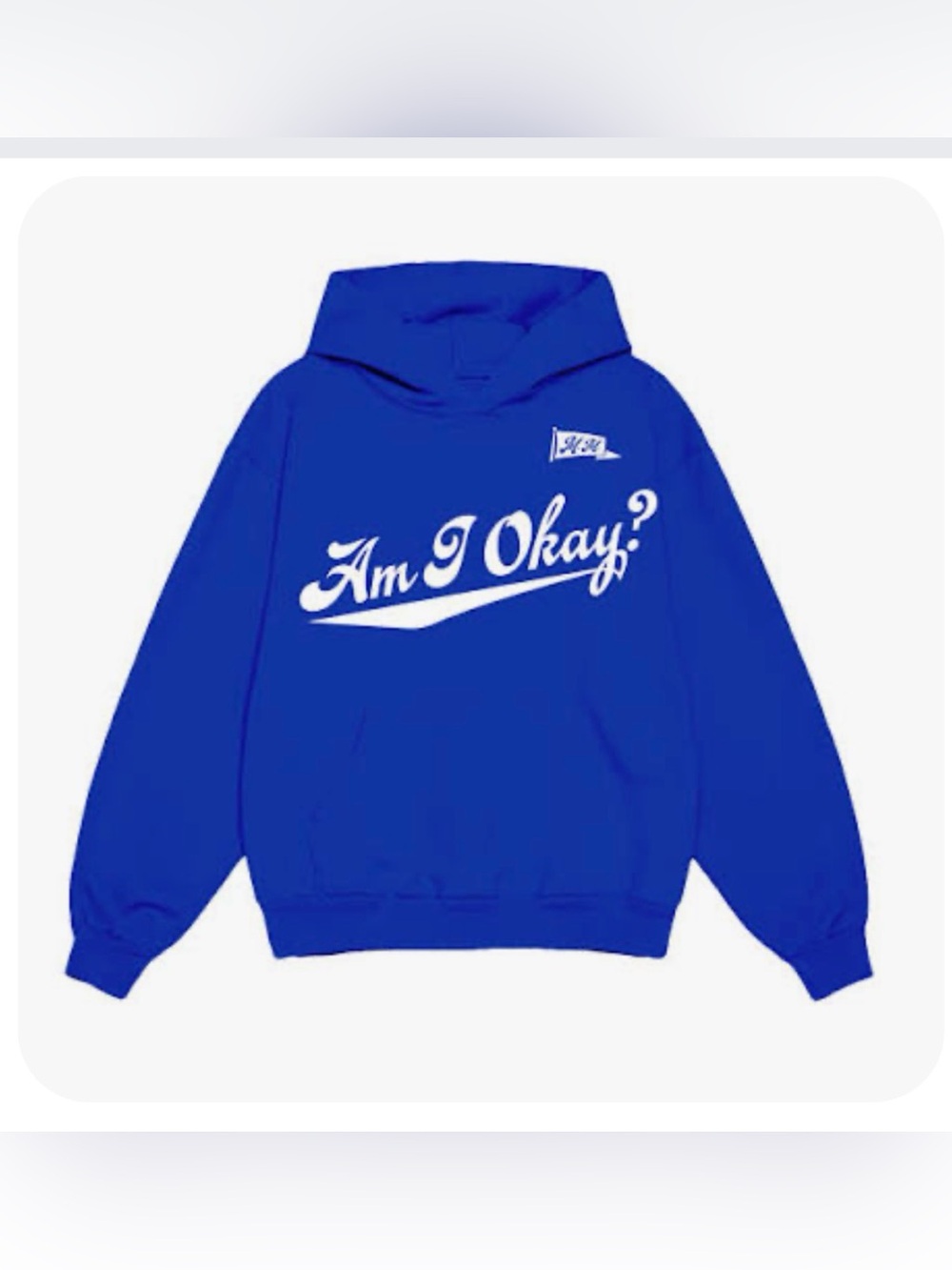 Blue Graphic Pullover Hoodie - "Am I Okay?"
